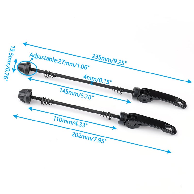 Rowiz 2 Pair Quick Release Bicycle Skewer, Road Mountain Bike Front and Rear Axle Hollow Shaft Set - Image 3